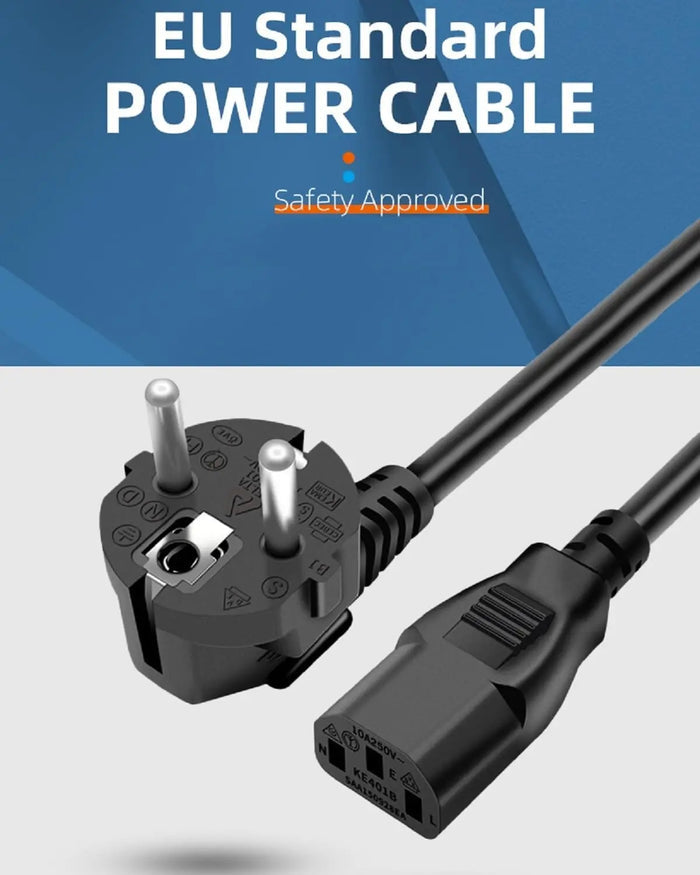 FEDUS European Power Cord IEC 320 C13 to SCHUKO(Europe) CEE7/7, 18 AWG Replacement Europlug AC Power Cable Suitable for Europe PC Computer Power Cord, Europe Monitor, Europe Printer, PDU, Europe UPS FEDUS