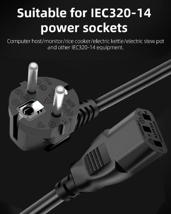 FEDUS European Power Cord IEC 320 C13 to SCHUKO(Europe) CEE7/7, 18 AWG Replacement Europlug AC Power Cable Suitable for Europe PC Computer Power Cord, Europe Monitor, Europe Printer, PDU, Europe UPS FEDUS
