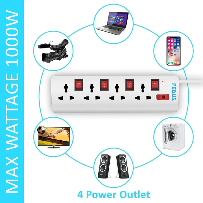 FEDUS Extension Boards, Long Wire Switch Board Extension | Extension Boards with Switch, Extension Board with Long Wire, Extension Board for Computer, Surge Protectors Spike Buster, Switch Board FEDUS