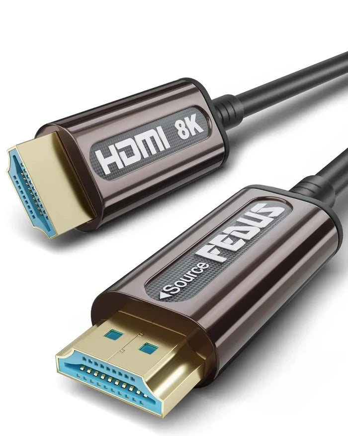 FEDUS Fiber Optic HDMI Cable Long, 8K@60Hz 4K@120Hz in-Wall Rated HDMI 2.1, 48Gbps Ultra High Speed Slim Flexible HDMI to HDMI Cable cord with Dolby Vision Atmos, HDR, eARC, HDCP For TV, Soundbar Cheeku Technologies