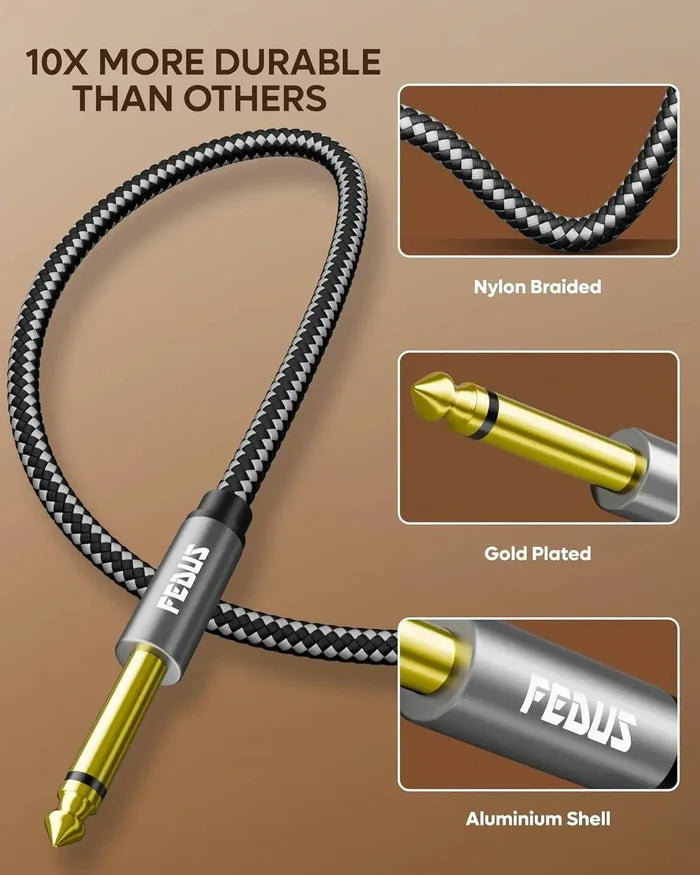 FEDUS Guitar Jack Cable, Electric Instrument Cable Bass AMP Cord for Electric Guitar, Bass Guitar, piano keyboard, Mandolin, Amplifier, Speaker, 1/4 inch Mono Jack 1/4" TS Cable Cheeku Technologies