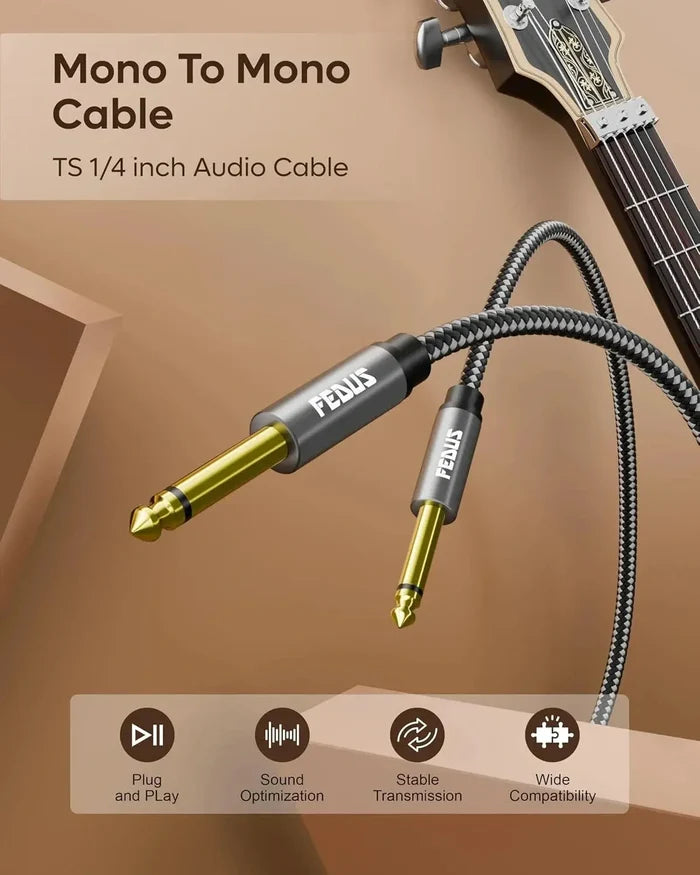FEDUS Guitar Jack Cable, Electric Instrument Cable Bass AMP Cord for Electric Guitar, Bass Guitar, piano keyboard, Mandolin, Amplifier, Speaker, 1/4 inch Mono Jack 1/4" TS Cable Cheeku Technologies