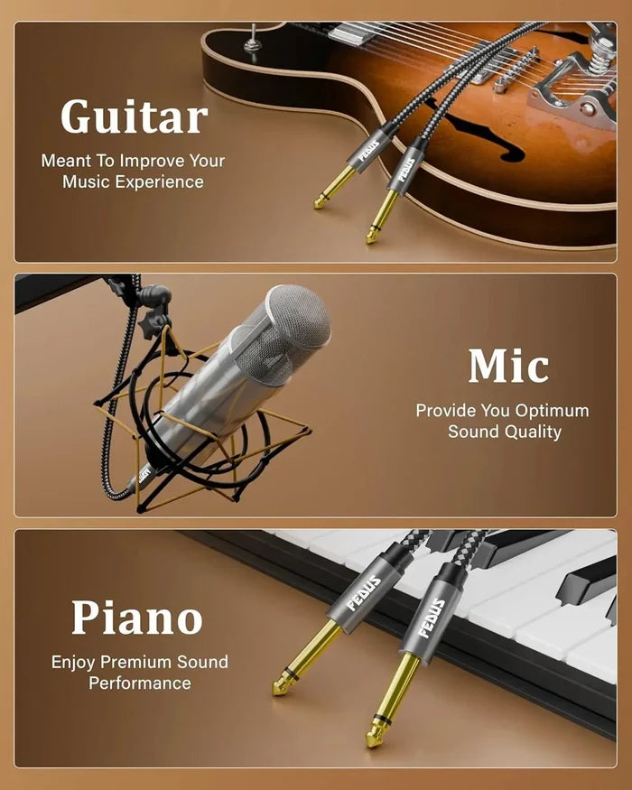 FEDUS Guitar Jack Cable, Electric Instrument Cable Bass AMP Cord for Electric Guitar, Bass Guitar, piano keyboard, Mandolin, Amplifier, Speaker, 1/4 inch Mono Jack 1/4" TS Cable Cheeku Technologies