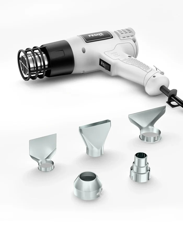 FEDUS Heat Gun Hot Air Gun Temperature Machine 1800W 5 Nozzles Included, 2 Temp Settings Great for industrial use & Crafts, Removing & Drying Paint, Shrink Tubing/Wrapping Packing, Bend Pipes, Epoxy Resin, Grey FEDUS