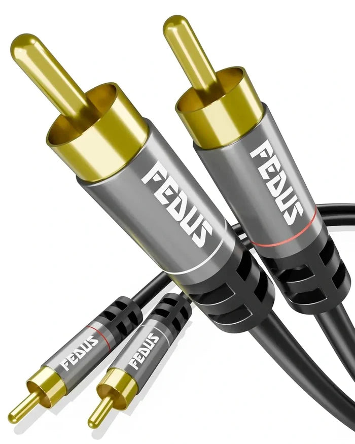 FEDUS RCA to RCA Cable Double Shielded Oxygen-Free Copper Gold Plated 2RCA to 2RCA Cable 2 RCA Car Audio Subwoofer Cable Cord for Hi-Fi Audio Systems, Amplifier, Home Theater, Speaker, HDTV FEDUS