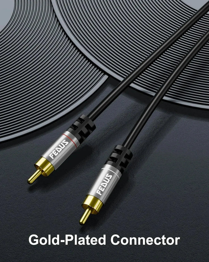 FEDUS RCA to RCA Cable Double Shielded Oxygen-Free Copper Gold Plated 2RCA to 2RCA Cable 2 RCA Car Audio Subwoofer Cable Cord for Hi-Fi Audio Systems, Amplifier, Home Theater, Speaker, HDTV FEDUS