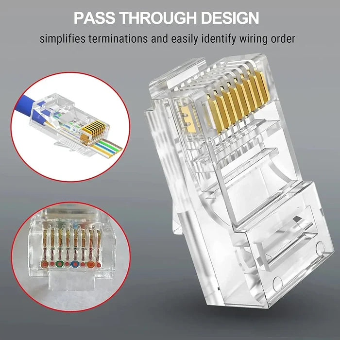 FEDUS RJ45 Crimping Tool Kit, Passthrough Crimping Tool rj45 for Cat6A Cat5E Cat5 RJ45, 25PCS rj45 Connector & Boot Covers, Network lan Tester, Cut and Strip Tool Blue COMBO-5 FEDUS