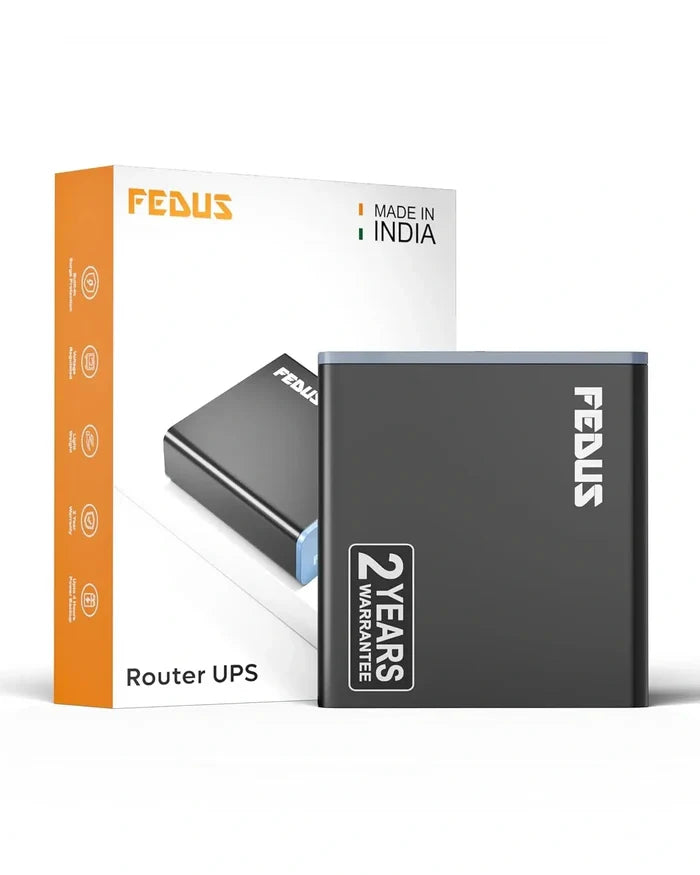 FEDUS Router UPS for Home Office, 12V 2A Support, 4400mAh Li-ion Battery Mini UPS for WiFi Router with Power Adapter, Uninterrupted Power Supply Smart Charging Compatible with TP-Link, D-Link, Netgear FEDUS