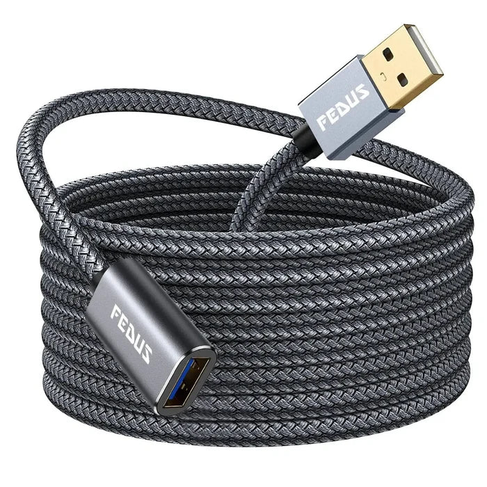FEDUS USB 3.0 Extension Cable, Aluminum Alloy USB Cable Extender SuperSpeed USB 3.0 Type A Male to USB A Female Extension Cord for Printer, TV, PlayStation, Xbox, Hard Drive, Keyboard, USB hub FEDUS