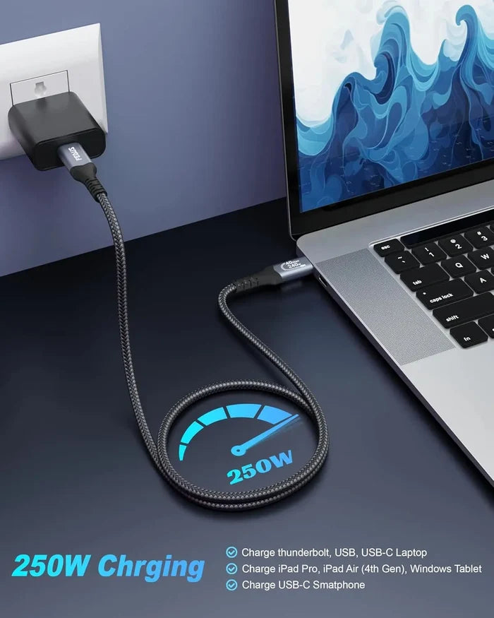 FEDUS USB 4 Cable Thunderbolt 4 Cable 40Gbps 240W [8K@60Hz 4K@144Hz] 100W PD 3.1 Fast Charging Type C Cable USB C to USB C Display Cable Compatible with iPhone 15 Pro, MacBook, eGPU, SSD FEDUS