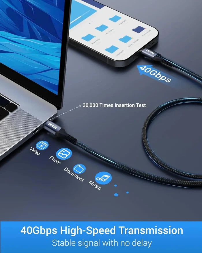 FEDUS USB 4 Cable Thunderbolt 4 Cable 40Gbps 240W [8K@60Hz 4K@144Hz] 100W PD 3.1 Fast Charging Type C Cable USB C to USB C Display Cable Compatible with iPhone 15 Pro, MacBook, eGPU, SSD FEDUS