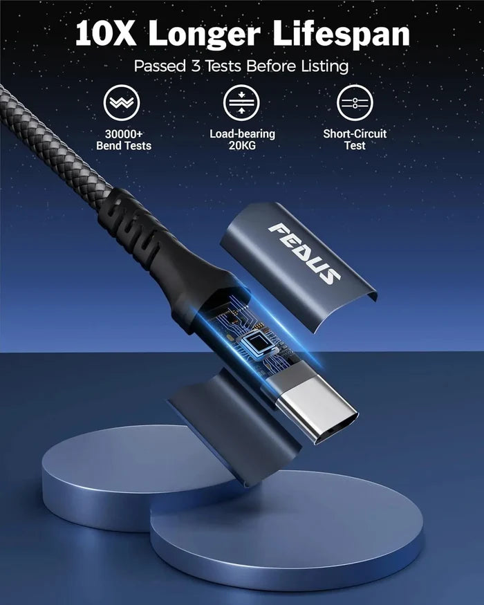 FEDUS USB 4 Cable Thunderbolt 4 Cable 40Gbps 240W [8K@60Hz 4K@144Hz] 100W PD 3.1 Fast Charging Type C Cable USB C to USB C Display Cable Compatible with iPhone 15 Pro, MacBook, eGPU, SSD FEDUS