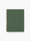 A green spiral-bound Yearly Task Planner from APPOINTED, featuring gold text on the cover that reads "2023 YEAR TASK PLANNER".