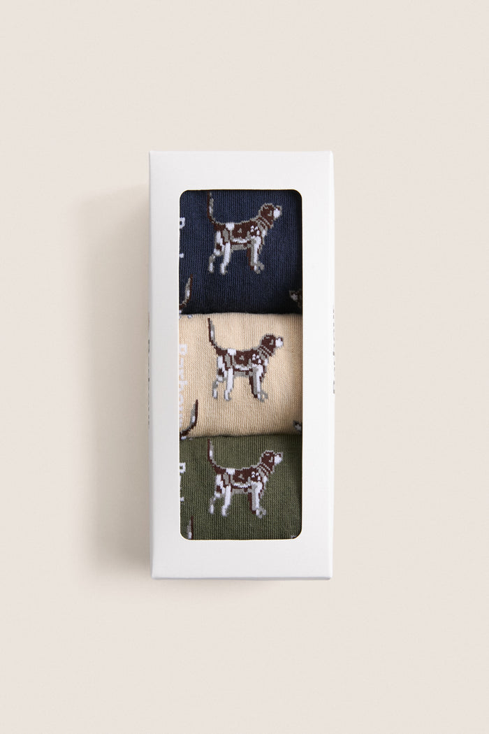 Forest Mist Pointer Dog Socks Gift Box