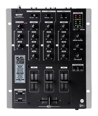 Gemini PS-626USB Pro 3-Channel Stereo Mixer with USB - Open Box Model - Audiofeen
