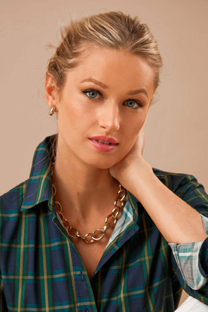 Gold Crescent Huggie Earrings