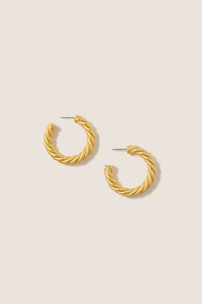 Gold French Twist Large Hoop Earrings
