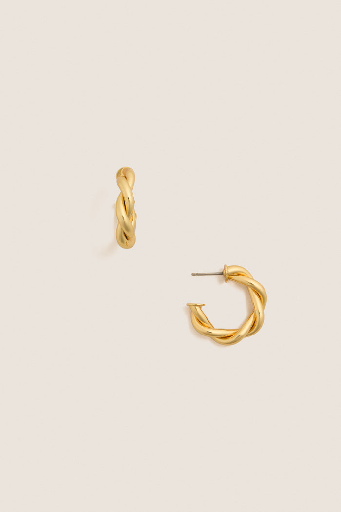 Gold French Twist Mini Hoop Earrings