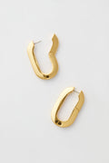 Chunky, oval-shaped hoop earrings with latch back closures from Jenny Bird. These stylish 14K gold-dipped earrings feature a bold gold-tone finish and make a striking statement.