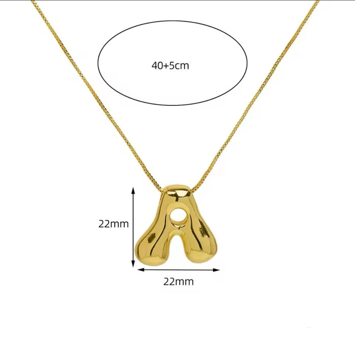 Gold-Plated Bubble Letter Monogram Necklace