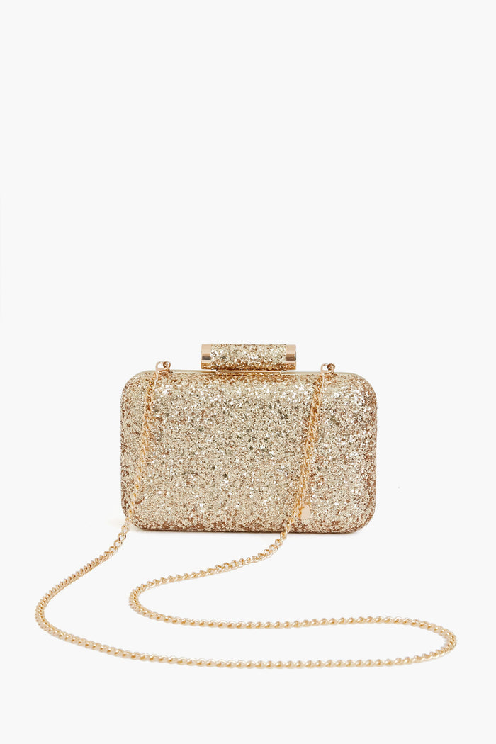 Gold Rosie Glitter Clutch