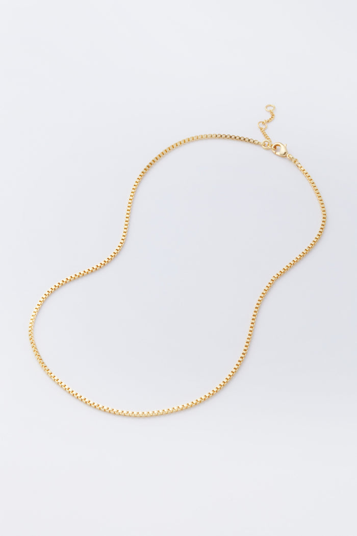 Gold Thin Box Chain Necklace