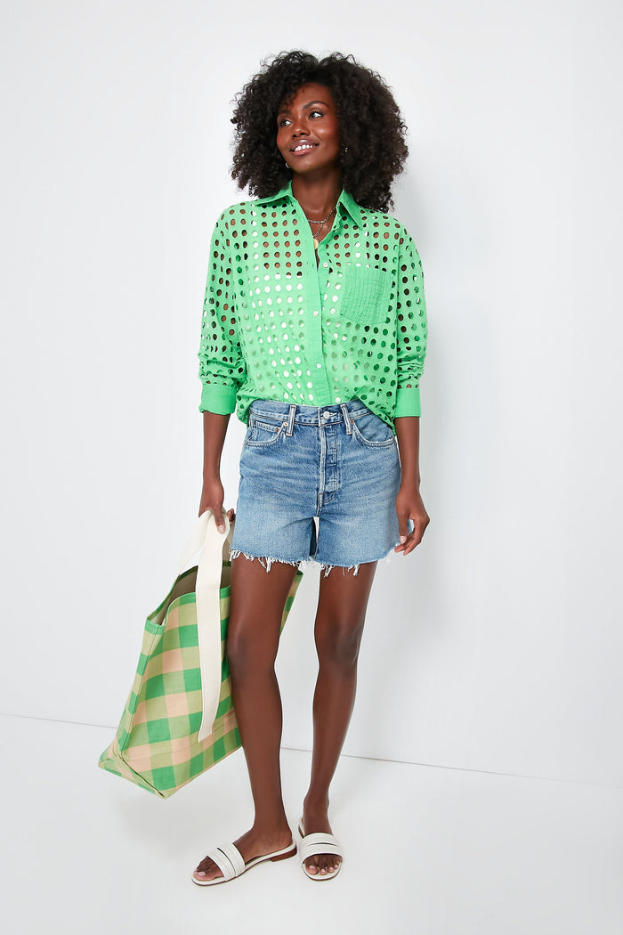 Green and Butterscotch Bodie Oversized Tote