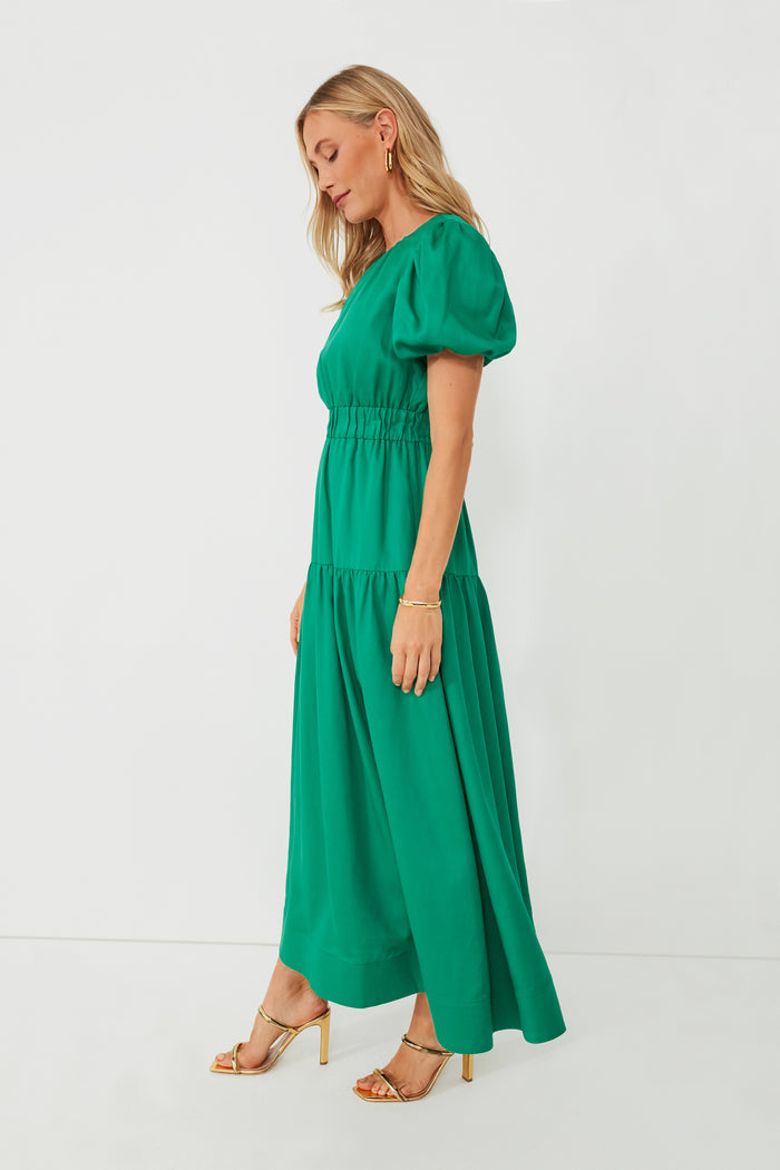 Green Puff Sleeve Ginny Maxi Dress