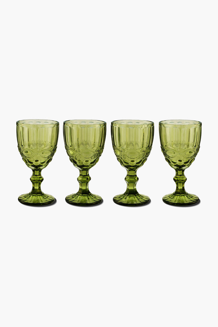 Green Stem Glasses Set of 4