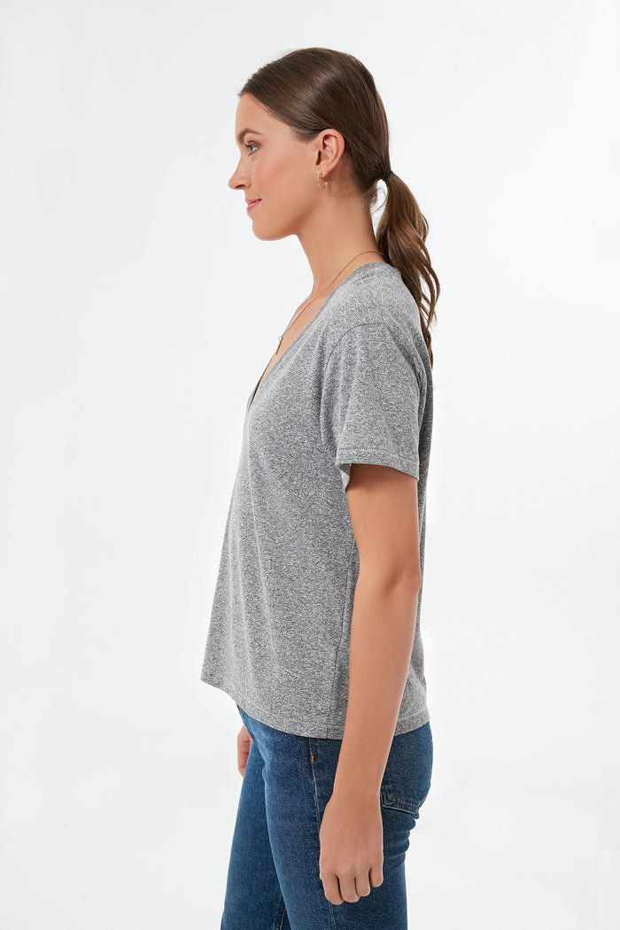 Heather Grey V Neck Tee