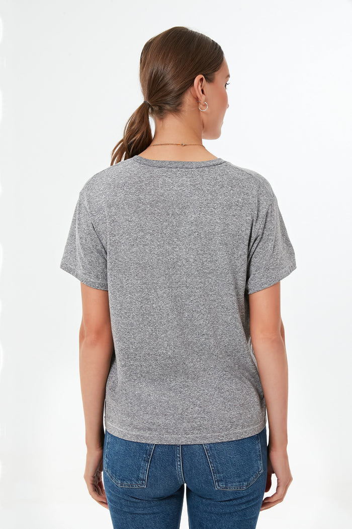 Heather Grey V Neck Tee