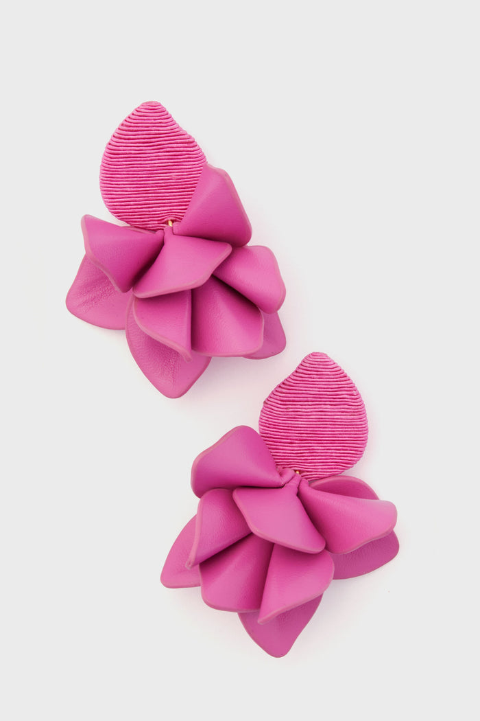 Tuckernuck Jewelry’s pink, petal-shaped orchid earrings feature layered, ruffled designs for a stunning lightweight statement look.