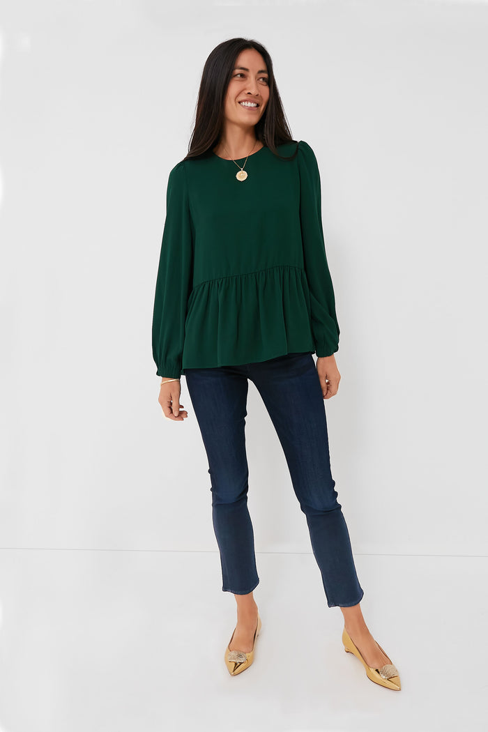 Hunter Green Carlota Peplum Blouse