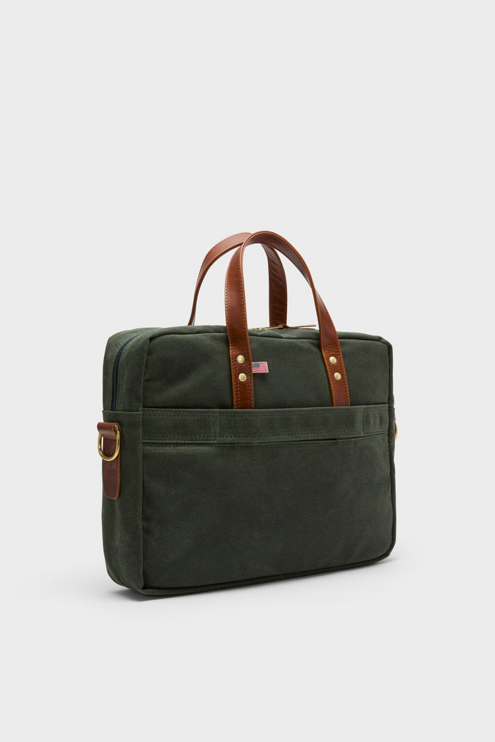 Hunter Green Waxed Canvas Laptop Bag