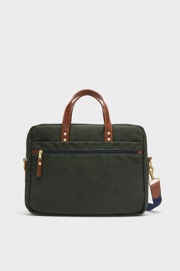 Hunter Green Waxed Canvas Laptop Bag