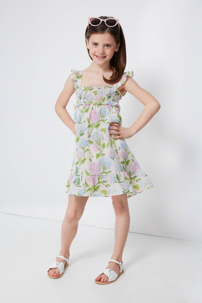 Hydrangeas Smocked Ruffle Sundress