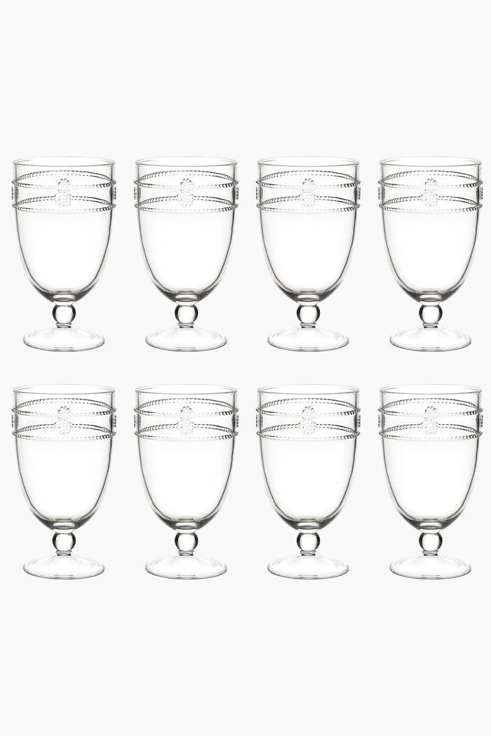 Isabella Acrylic Goblet Set Of 8 featuring a classic stemmed design with a fun thread and berry motif, perfect for effortless high-end entertaining indoors and out.