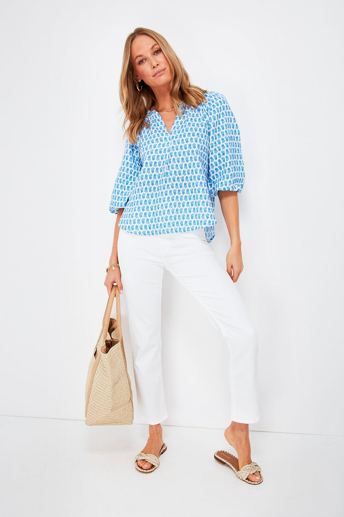 Island Ocean Breeze Seastitch Block Print Popover