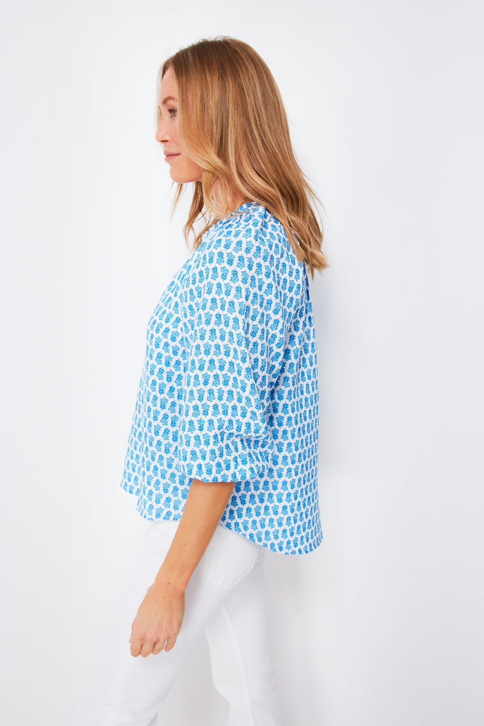 Island Ocean Breeze Seastitch Block Print Popover