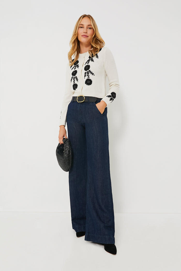 Ivory Becca Embroidered Cardigan