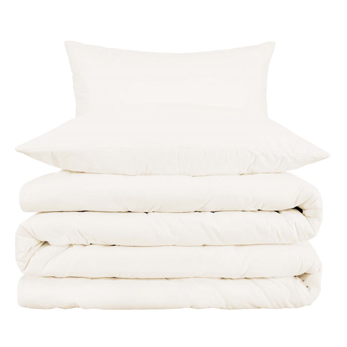 Ivory Queen Cotton Blend Washable Duvet Cover Set