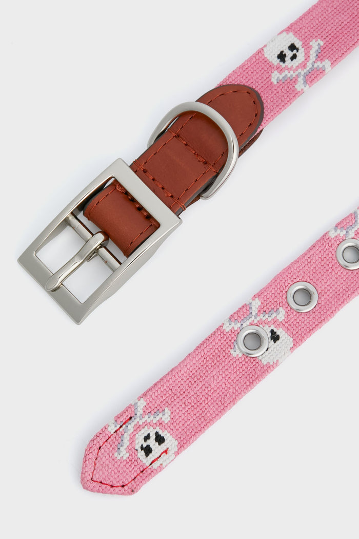 Jolly Roger Needlepoint Dog Collar