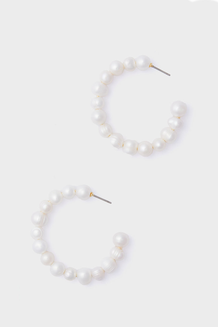 Large Pearl Hoop Earrings