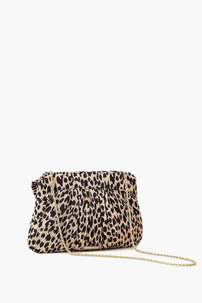 Leopard Rayne Pleated Frame Clutch
