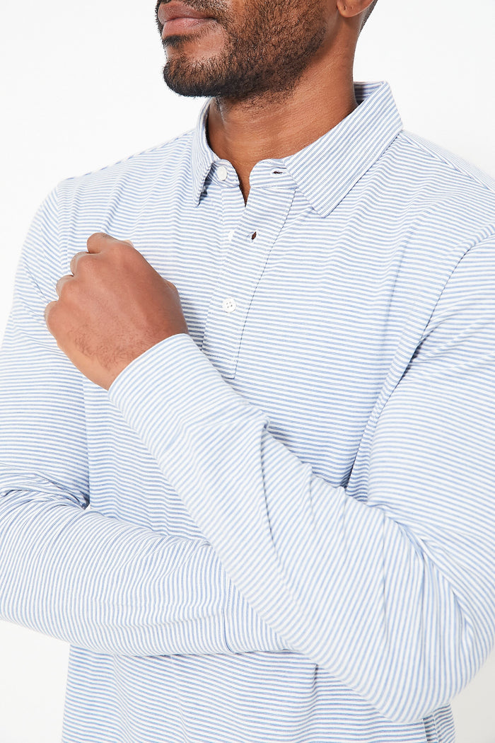 Madaket Stripe Long Sleeve Movement Polo