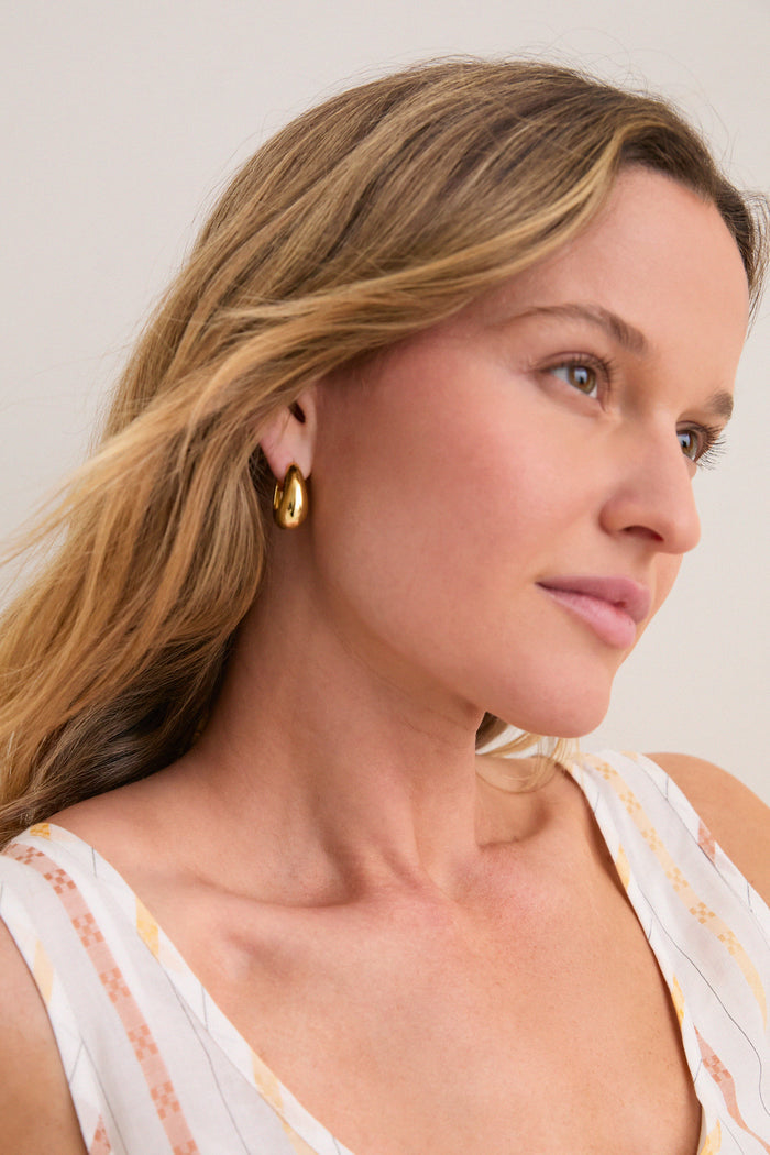 Mini Gold Drop Hoop Earrings