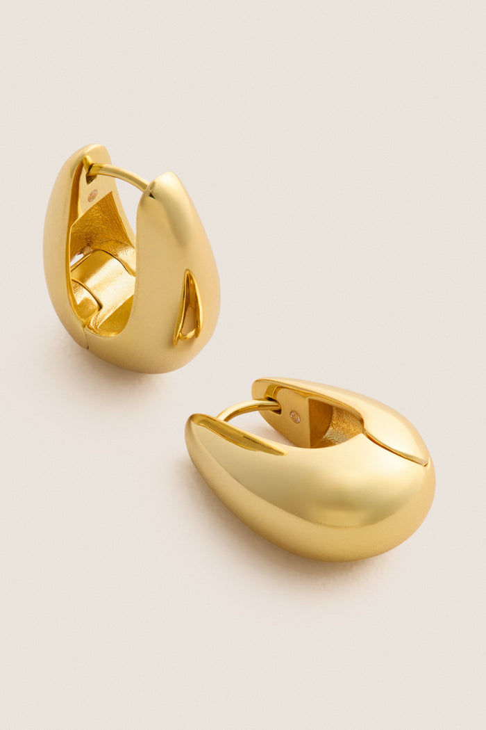 Mini Gold Drop Hoop Earrings