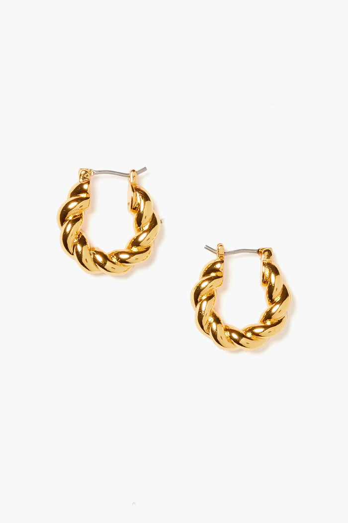 Tuckernuck Jewelry's Mini Twisted Gold Hoop Earrings feature a gold-plated finish, making them an ideal choice for fans of dainty jewelry.