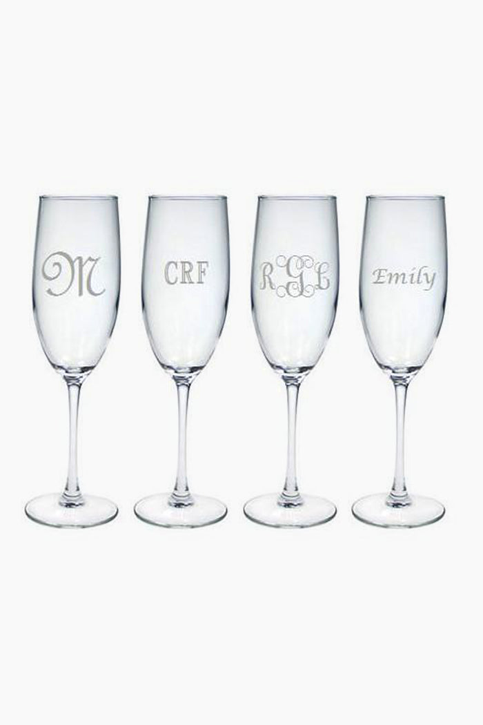 Monogrammed Glass Champagne Flutes (Set of 4)