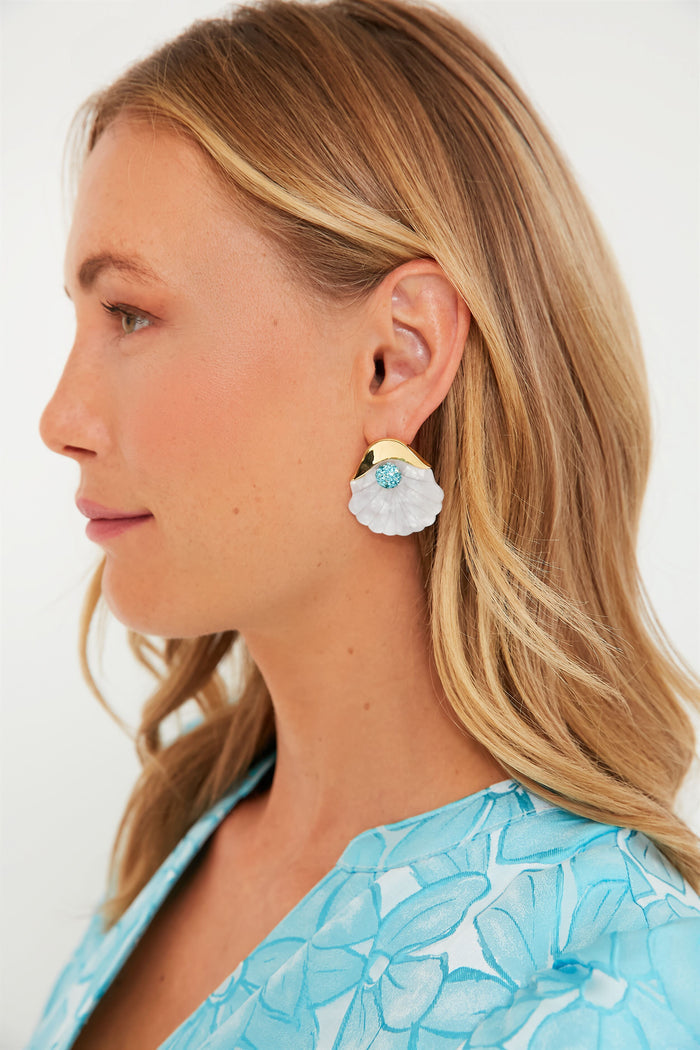 Mother of Pearl Shellona Button Earrings